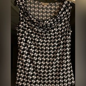 Tahari Women’s Top - Size S - Sleeveless - Draped Neckline - Blk/Wht